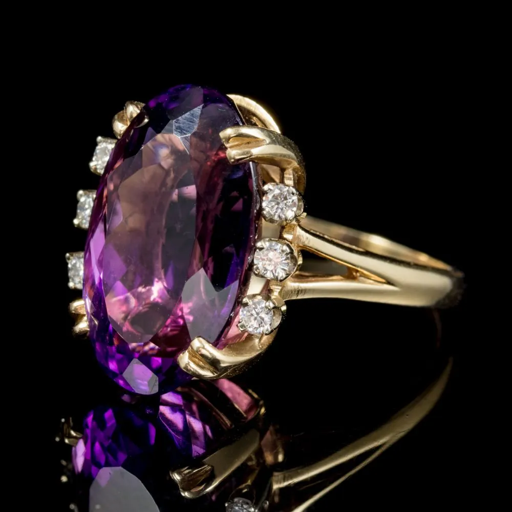 Vintage Amethyst Diamond Cocktail Ring 20ct Amethyst