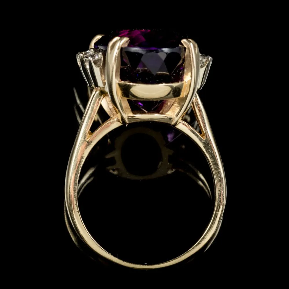 Vintage Amethyst Diamond Cocktail Ring 20ct Amethyst