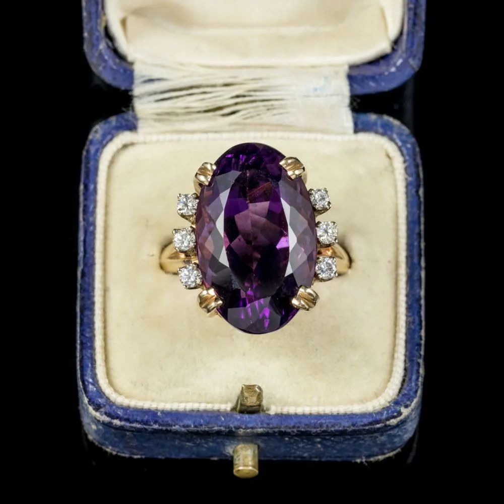 Vintage Amethyst Diamond Cocktail Ring 20ct Amethyst