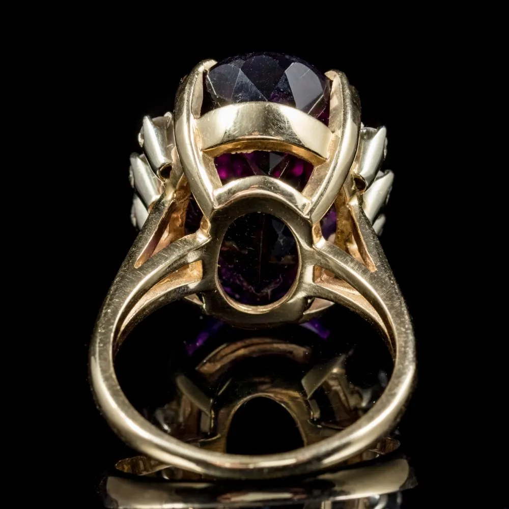 Vintage Amethyst Diamond Cocktail Ring 20ct Amethyst