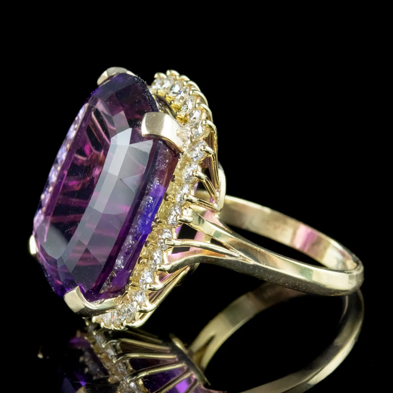 Vintage Amethyst Diamond Cocktail Ring 40ct Amethyst