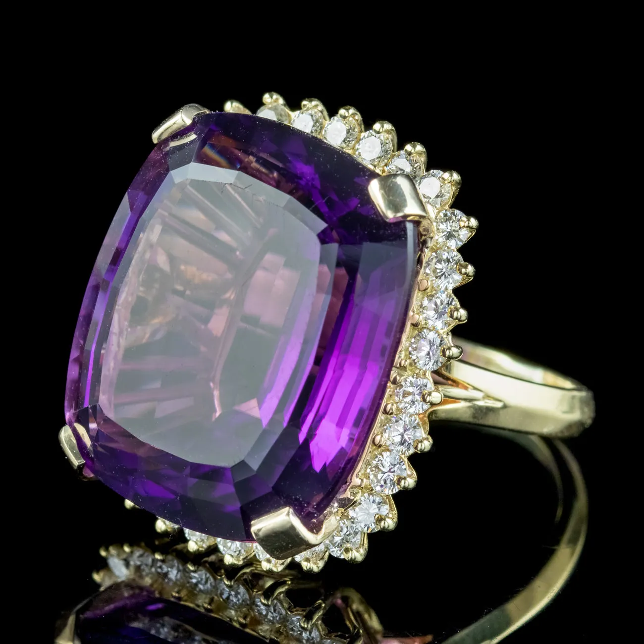 Vintage Amethyst Diamond Cocktail Ring 40ct Amethyst