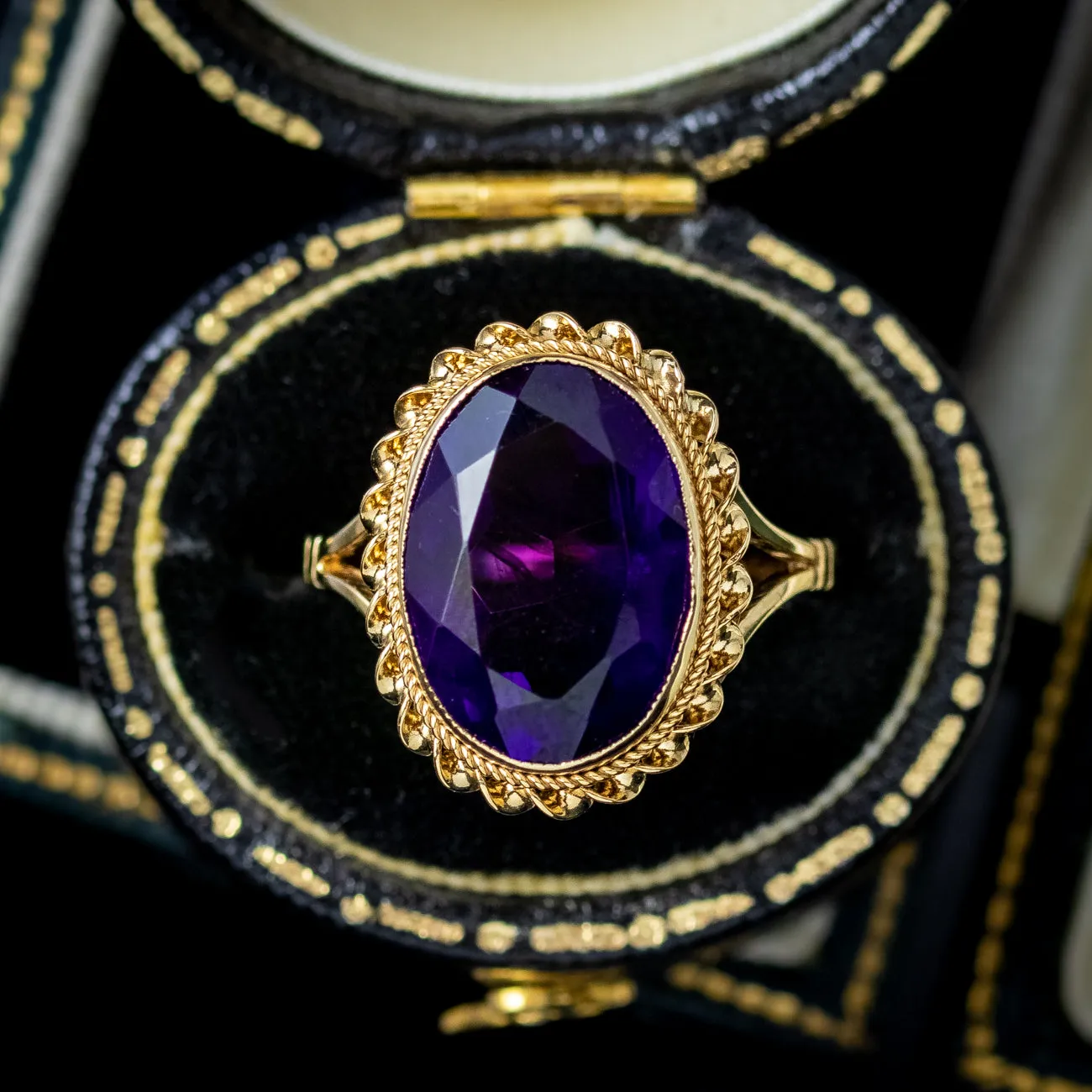 Vintage Amethyst Solitaire Ring 4.5ct Amethyst Dated 1972