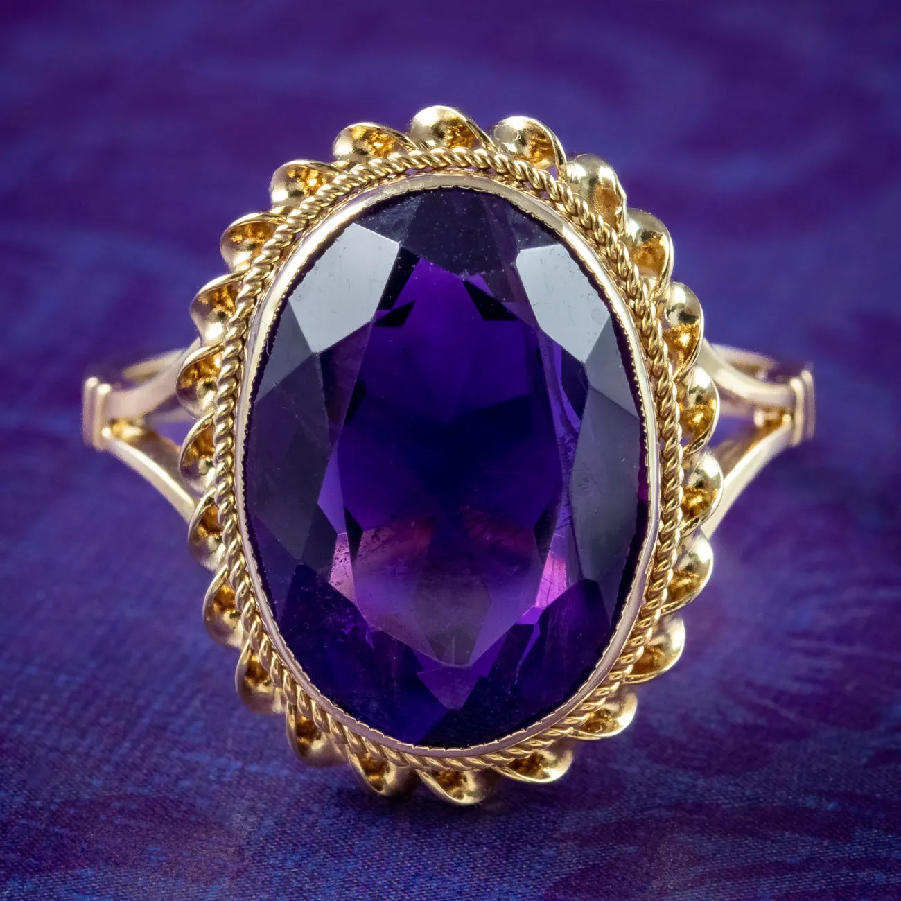 Vintage Amethyst Solitaire Ring 4.5ct Amethyst Dated 1972