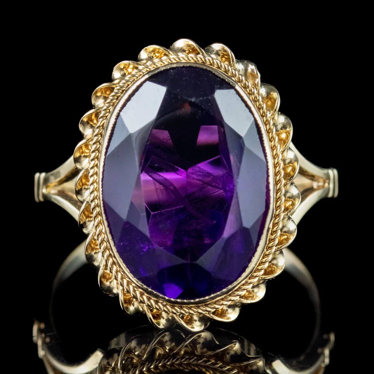 Vintage Amethyst Solitaire Ring 4.5ct Amethyst Dated 1972