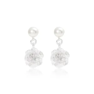 Vita Silver Cherry Blossom & Cultured Freshwater Pearl Drop Earrings