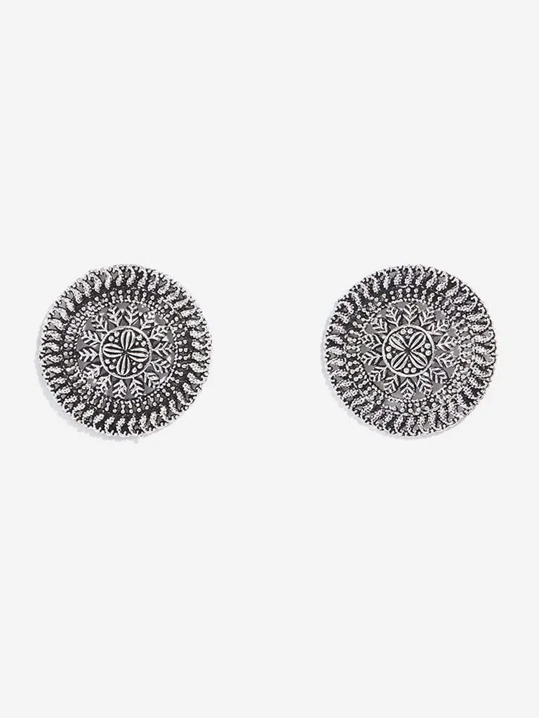 Westside Accessories Silver Circular Pattern Stud Earrings