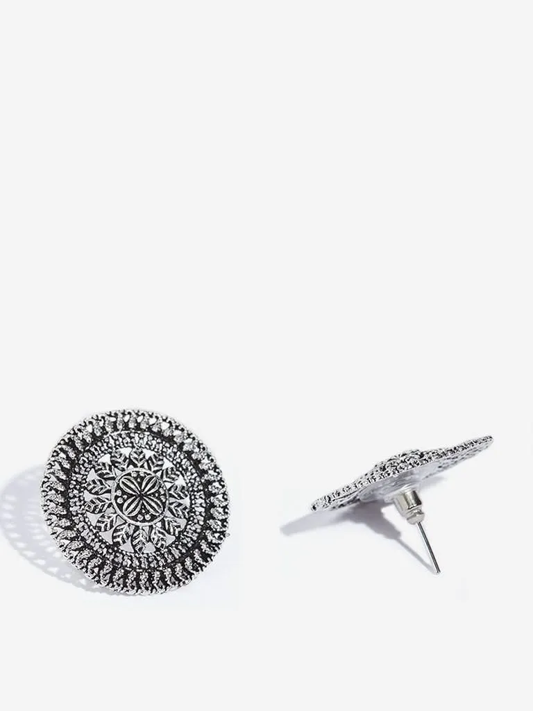 Westside Accessories Silver Circular Pattern Stud Earrings