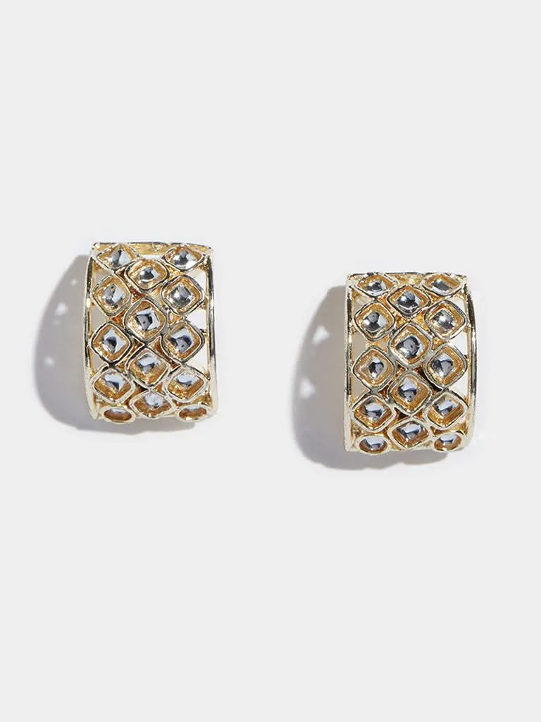 Westside Accessories White Geometrical Design Stud Earrings