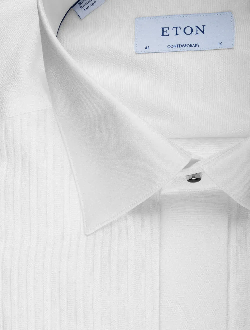 White Pleated Contemporary Fit Dress Shirt