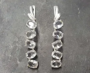 White Topaz Earrings, Evening Wear Earrings, Bridal Earrings, Sterling Silver Earrings, Long Silver Earrings, Bridal Jewelry, Bridal Set