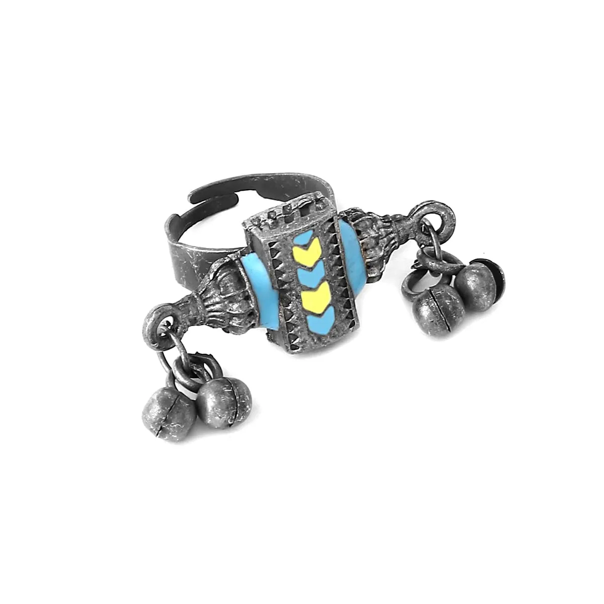 Yellow Chimes Rings For Women Silver Oxidised Contemporary Statement Style Adjustable Finger Rings For Women and Girls (RG 2)