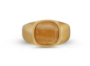 Yellow Lace Agate Stone Signet Ring in 14K Yellow Gold Plated Sterling Silver