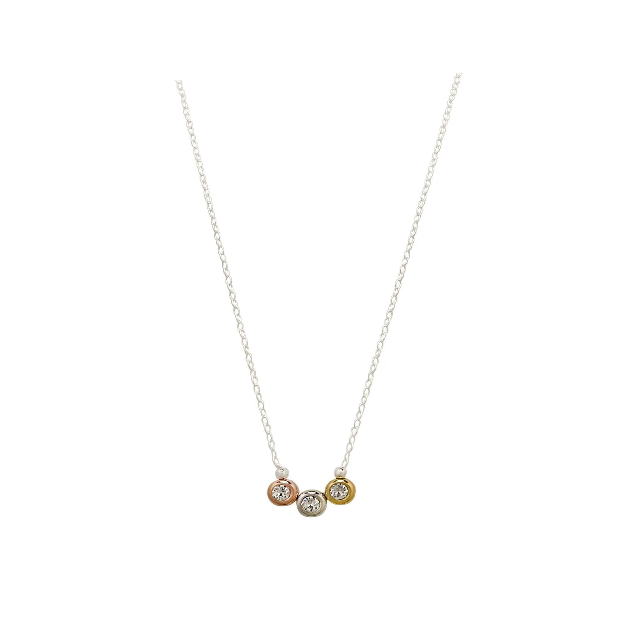 Yuri, Tri color CZ necklace